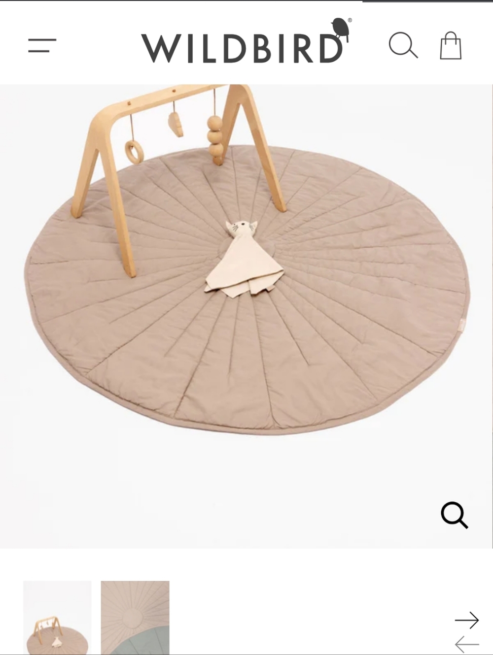 WildBird Round Quilted Play Mat — Taupe Neutral